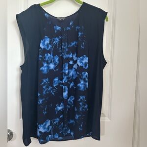 Vince Camuto Navy Blue Floral Blouse